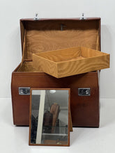 Load image into Gallery viewer, Stunning vintage top grain leather vanity train overnight case+ original tray
