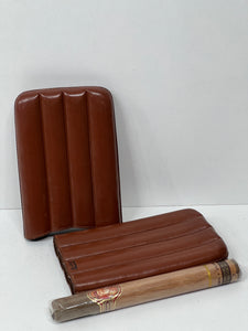 Fantastic vintage tan colour leather English made cigar case by Clifton C.1900's