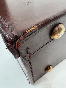 Unique vintage leather large size masonic case suitcase nice patina SUPERB
