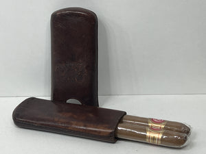 Rare victorian antique leather cigar case c. 1860