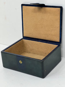 Superb vintage GREEN leather trinket jewellery box made in Italy