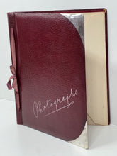 Load image into Gallery viewer, LARGE vintage burgundy leather photo album with solid silver corners c.1906
