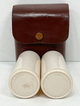 Load image into Gallery viewer, vintage campaign Travel salt and pepper shaker set in leather case
