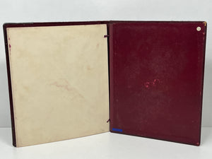 LARGE vintage burgundy leather photo album with solid silver corners c.1906