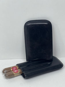 Unique vintage black leather Spanish cigar case c.1950
