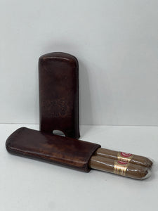Rare victorian antique leather cigar case c. 1860