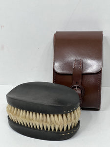 Unique Vintage pair of clothes car seat brushes in leather case