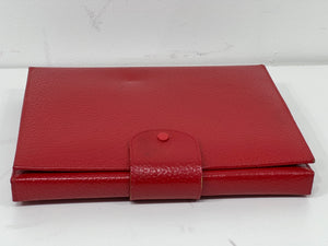 Beautiful vintage red leather personal travel document case organiser silk lined