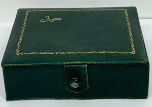 Adorable vintage green spanish leather jewellery box