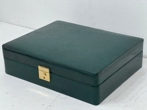 rare HUGE british racing green vintage leather bullion treasure gold coin  box
