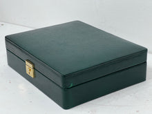 Load image into Gallery viewer, rare HUGE british racing green vintage leather bullion treasure gold coin  box
