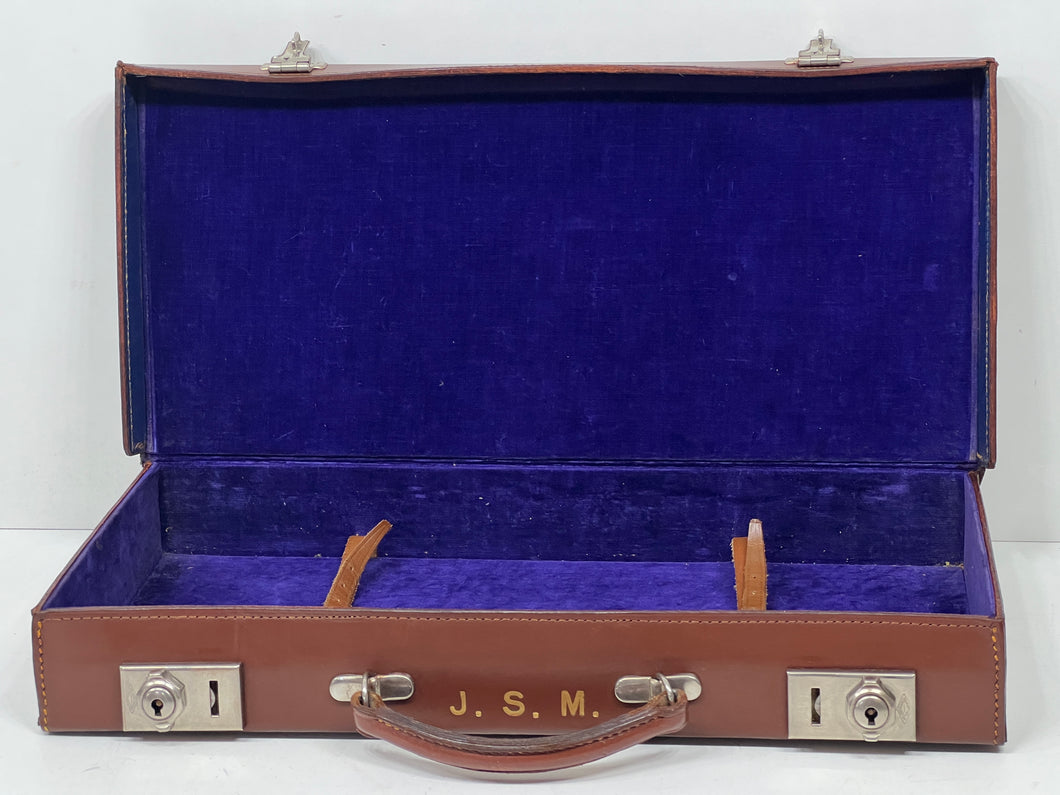 Unusual rare early TAN vintage leather masonic case MINT condition
