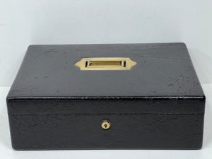 Unique antique leather deed writing document dispatch box Bramah lock c.1860