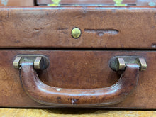 Load image into Gallery viewer, vintage leather &amp; brass top quality sample / ART suitcase with superb PATINA 20
