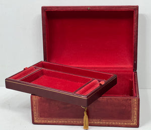 Adorable vintage italian vibrant red leather TREASURE CHEST jewellery box +KEY