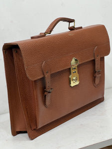 Top quality vintage tan thick Leather Executive Document City Laptop Briefcase