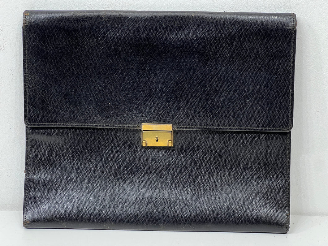RARE GOYARD  vintage black leather travel folder organiser underarm Briefcase