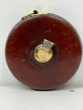 Load image into Gallery viewer, Vintage leather &amp; brass 66 Ft Brown Leather  Tape Measure  With Handle

