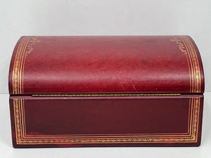 Adorable vintage italian vibrant red leather TREASURE CHEST jewellery box +KEY