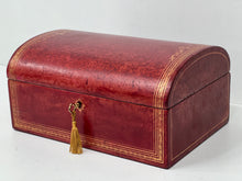 Load image into Gallery viewer, Adorable vintage italian vibrant red leather TREASURE CHEST jewellery box +KEY

