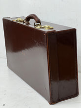 Load image into Gallery viewer, Beautiful vintage leather large size masonic case suitcase slight damage
