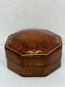 Beautiful vintage leather cufflink trinket jewellery stud box made in Italy