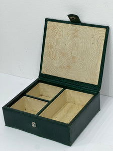 Adorable vintage green spanish leather jewellery box