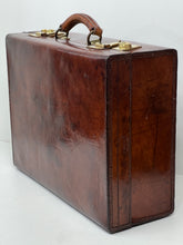 Load image into Gallery viewer, Fine antique solid leather overnight case suitcase by BRACHER&#39;S BRISTOL c.1900
