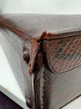 Load image into Gallery viewer, Beautiful vintage textured leather brown  overnight fitted  suitcase vanity case
