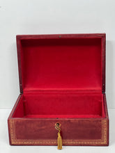 Load image into Gallery viewer, Charming  vintage italian vibrant red leather TREASURE CHEST jewellery box +KEY
