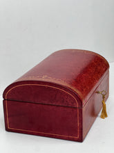 Load image into Gallery viewer, Charming  vintage italian vibrant red leather TREASURE CHEST jewellery box +KEY
