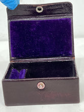 Load image into Gallery viewer, Beautiful vintage burgundy leather small travelling jewellery box c.1920
