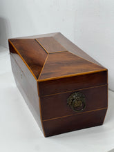 Load image into Gallery viewer, Beautiful sarcophagus vintage top quality wood tea caddy  box all original
