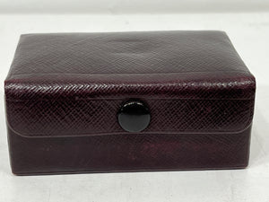 Beautiful vintage burgundy leather small travelling jewellery box c.1920