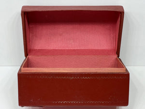 Beautiful vintage red leather dome top  DESK TIDY box stationary treasure trunk