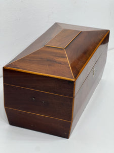 Beautiful sarcophagus vintage top quality wood tea caddy  box all original