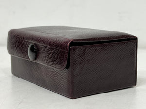 Beautiful vintage burgundy leather small travelling jewellery box c.1920