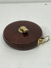 Load image into Gallery viewer, Vintage leather &amp; brass 66 Ft Brown Leather  Tape Measure  With Handle
