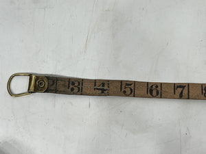 Vintage leather & brass 66 Ft Brown Leather  Tape Measure  With Handle