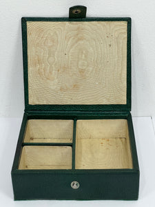 Adorable vintage green spanish leather jewellery box