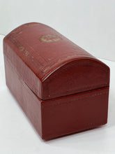 Load image into Gallery viewer, Beautiful vintage red leather dome top  DESK TIDY box stationary treasure trunk
