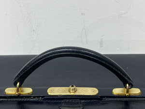 R.W. Forsyth  Vintage Navy Blue Leather  Miniature Doctor's Gladstone bag