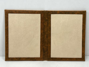 Beautiful vintage  honey tan leather bi-fold tooled photo or picture frame