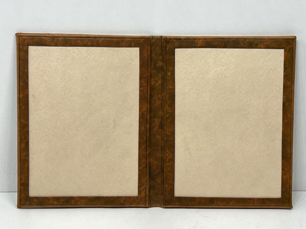 Beautiful vintage  honey tan leather bi-fold tooled photo or picture frame