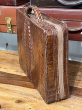 Load image into Gallery viewer, UNIQUE antique hornback CROCODILE skin Leather document Briefcase suitcase
