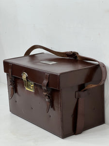 Vintage English leather motoring  car tool case or travelling drinks case
