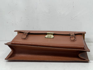 Top quality vintage tan thick Leather Executive Document City Laptop Briefcase