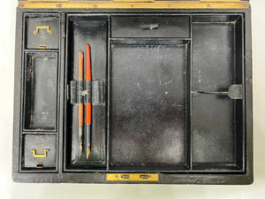 Unique antique leather deed writing document dispatch box Bramah lock c.1860