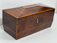 Load image into Gallery viewer, Beautiful sarcophagus vintage top quality wood tea caddy  box all original

