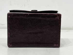 Beautiful vintage burgundy leather small travelling jewellery box c.1920